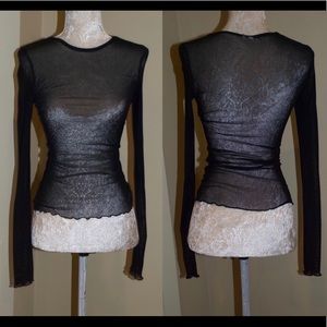 Black Mesh Long Sleeve Top